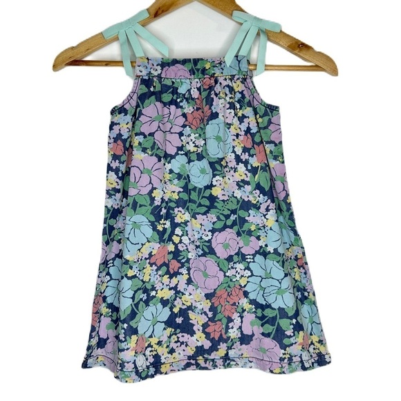 Hanna Andersson Other - Hanna Andersson Floral Chambray Pillowcase Dress Bows Girly Dress Girls 100 / 4